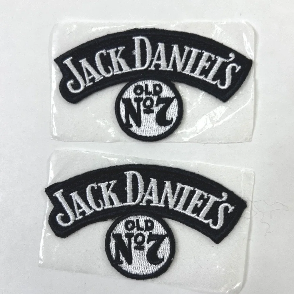 Jack Daniels Old No 7 Embroidered Sew On Patches Set of 2 Black White 3 Inch